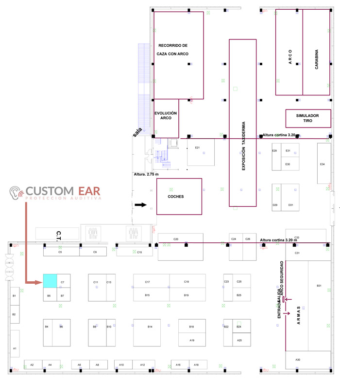 Plano ubicación stand CustomEar Fivac 2019 Plano Feria Fivac 2019